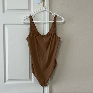 Auden Brown Sleeveless Scoop Neck Bodysuit Size XL